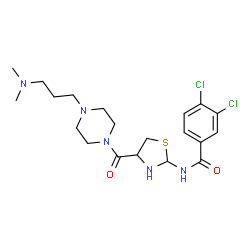ChemSpider 2D Image | 3,4-Dichloro-N-[4-({4-[3-(dimethylamino)propyl]-1-piperazinyl}carbonyl)-1,3-thiazolidin-2-yl]benzamide | C20H29Cl2N5O2S