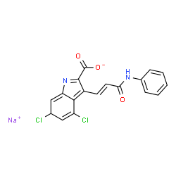 ChemSpider 2D Image | Sodium 3-[(1E)-3-anilino-3-oxo-1-propen-1-yl]-4,6-dichloro-6H-indole-2-carboxylate | C18H11Cl2N2NaO3