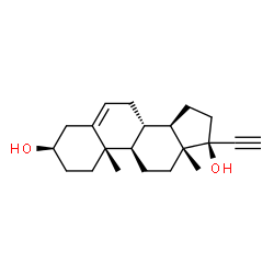 ChemSpider 2D Image | (3alpha,8alpha,9beta,10alpha,13alpha,14beta)-Pregn-5-en-20-yne-3,17-diol | C21H30O2