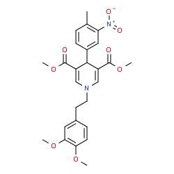 ChemSpider 2D Image | Dimethyl 1-[2-(3,4-dimethoxyphenyl)ethyl]-4-(4-methyl-3-nitrophenyl)-1,4-dihydro-3,5-pyridinedicarboxylate | C26H28N2O8