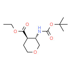 ChemSpider 2D Image | Ethyl (3S,4R)-3-({[(2-methyl-2-propanyl)oxy]carbonyl}amino)tetrahydro-2H-pyran-4-carboxylate | C13H23NO5