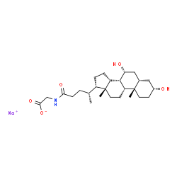 ChemSpider 2D Image | Sodium {[(3alpha,5beta,7alpha,9beta,17alpha)-3,7-dihydroxy-24-oxocholan-24-yl]amino}acetate | C26H42NNaO5