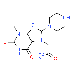 ChemSpider 2D Image | 2-[3-Methyl-2,6-dioxo-8-(1-piperazinyl)octahydro-7H-purin-7-yl]acetamide | C12H21N7O3