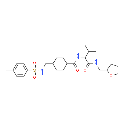 ChemSpider 2D Image | N-{3-Methyl-1-oxo-1-[(tetrahydro-2-furanylmethyl)amino]-2-butanyl}-4-({[(4-methylphenyl)sulfonyl]amino}methyl)cyclohexanecarboxamide | C25H39N3O5S