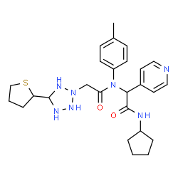 ChemSpider 2D Image | N-[2-(Cyclopentylamino)-2-oxo-1-(4-pyridinyl)ethyl]-N-(4-methylphenyl)-2-[5-(tetrahydro-2-thiophenyl)-2-tetrazolidinyl]acetamide | C26H35N7O2S