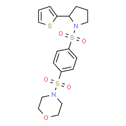 ChemSpider 2D Image | 4-[(4-{[2-(2-Thienyl)-1-pyrrolidinyl]sulfonyl}phenyl)sulfonyl]morpholine | C18H22N2O5S3