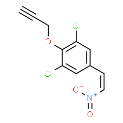 ChemSpider 2D Image | 1,3-Dichloro-5-[(Z)-2-nitrovinyl]-2-(2-propyn-1-yloxy)benzene | C11H7Cl2NO3