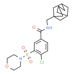 ChemSpider 2D Image | N-(Adamantan-1-ylmethyl)-4-chloro-3-(4-morpholinylsulfonyl)benzamide | C22H29ClN2O4S