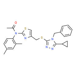 ChemSpider 2D Image | N-(4-{[(4-Benzyl-5-cyclopropyl-4H-1,2,4-triazol-3-yl)sulfanyl]methyl}-1,3-thiazol-2-yl)-N-(2,4-dimethylphenyl)acetamide | C26H27N5OS2