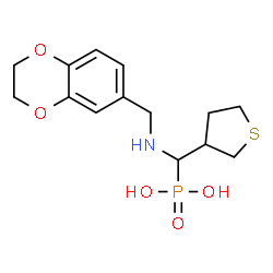 ChemSpider 2D Image | {[(2,3-Dihydro-1,4-benzodioxin-6-ylmethyl)amino](tetrahydro-3-thiophenyl)methyl}phosphonic acid | C14H20NO5PS
