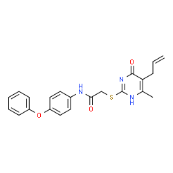 ChemSpider 2D Image | 2-[(5-Allyl-4-methyl-6-oxo-1,6-dihydropyrimidin-2-yl)sulfanyl]-N-(4-phenoxyphenyl)acetamide | C22H21N3O3S