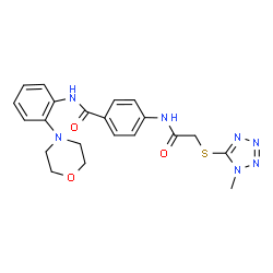 ChemSpider 2D Image | 4-({[(1-Methyl-1H-tetrazol-5-yl)sulfanyl]acetyl}amino)-N-[2-(4-morpholinyl)phenyl]benzamide | C21H23N7O3S