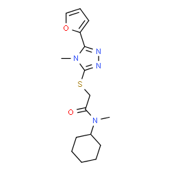 ChemSpider 2D Image | N-Cyclohexyl-2-{[5-(2-furyl)-4-methyl-4H-1,2,4-triazol-3-yl]sulfanyl}-N-methylacetamide | C16H22N4O2S