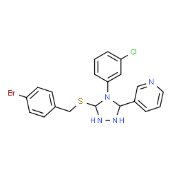 ChemSpider 2D Image | 3-{5-[(4-Bromobenzyl)sulfanyl]-4-(3-chlorophenyl)-1,2,4-triazolidin-3-yl}pyridine | C20H18BrClN4S