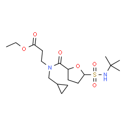 ChemSpider 2D Image | Ethyl N-(cyclopropylmethyl)-N-({5-[(2-methyl-2-propanyl)sulfamoyl]tetrahydro-2-furanyl}carbonyl)-beta-alaninate | C18H32N2O6S