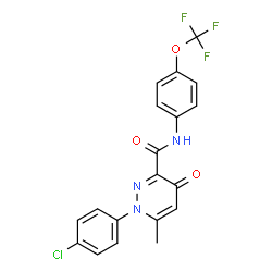 ChemSpider 2D Image | 1-(4-Chlorophenyl)-6-methyl-4-oxo-N-[4-(trifluoromethoxy)phenyl]-1,4-dihydro-3-pyridazinecarboxamide | C19H13ClF3N3O3