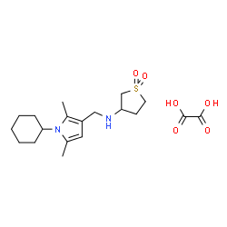 ChemSpider 2D Image | N-[(1-Cyclohexyl-2,5-dimethyl-1H-pyrrol-3-yl)methyl]tetrahydro-3-thiophenamine 1,1-dioxide ethanedioate (1:1) | C19H30N2O6S