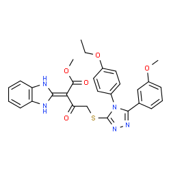 ChemSpider 2D Image | Methyl 2-(1,3-dihydro-2H-benzimidazol-2-ylidene)-4-{[4-(4-ethoxyphenyl)-5-(3-methoxyphenyl)-4H-1,2,4-triazol-3-yl]sulfanyl}-3-oxobutanoate | C29H27N5O5S