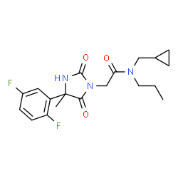 ChemSpider 2D Image | N-(Cyclopropylmethyl)-2-[4-(2,5-difluorophenyl)-4-methyl-2,5-dioxo-1-imidazolidinyl]-N-propylacetamide | C19H23F2N3O3