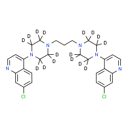 ChemSpider 2D Image | 4,4'-[1,3-Propanediyldi(~2~H_8_)-4,1-piperazinediyl]bis(7-chloroquinoline) | C29H16D16Cl2N6