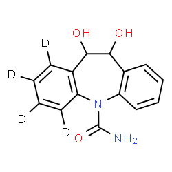 ChemSpider 2D Image | 10,11-Dihydroxy(1,2,3,4-~2~H_4_)-10,11-dihydro-5H-dibenzo[b,f]azepine-5-carboxamide | C15H10D4N2O3