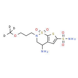 ChemSpider 2D Image | 4-Amino-2-{3-[(~2~H_3_)methyloxy]propyl}-3,4-dihydro-2H-thieno[3,2-e][1,2]thiazine-6-sulfonamide 1,1-dioxide | C10H14D3N3O5S3