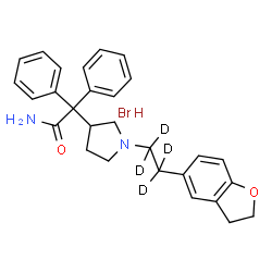 ChemSpider 2D Image | 2-{1-[2-(2,3-Dihydro-1-benzofuran-5-yl)(~2~H_4_)ethyl]-3-pyrrolidinyl}-2,2-diphenylacetamide hydrobromide (1:1) | C28H27D4BrN2O2