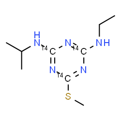ChemSpider 2D Image | N-Ethyl-N'-isopropyl-6-(methylsulfanyl)(~14~C_3_)-1,3,5-triazine-2,4-diamine | C614C3H17N5S