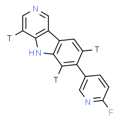 ChemSpider 2D Image | 7-(6-Fluoro-3-pyridinyl)(4,6,8-~3~H_3_)-5H-pyrido[4,3-b]indole | C16H7T3FN3
