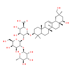 ChemSpider 2D Image | (3beta,5xi,9xi,22beta)-22,30-Dihydroxyolean-12-en-3-yl 6-deoxy-alpha-L-mannopyranosyl-(1->2)-beta-D-galactopyranosyl-(1->2)-beta-D-glucopyranosiduronic acid | C48H78O18