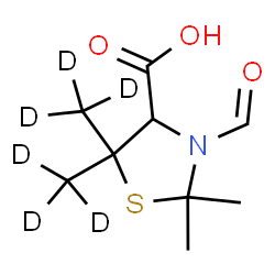 ChemSpider 2D Image | 3-Formyl-2,2-dimethyl-5,5-bis[(~2~H_3_)methyl]-1,3-thiazolidine-4-carboxylic acid | C9H9D6NO3S