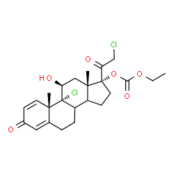 ChemSpider 2D Image | (8xi,11beta,14xi)-9,21-Dichloro-11-hydroxy-3,20-dioxopregna-1,4-dien-17-yl ethyl carbonate | C24H30Cl2O6