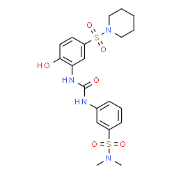 ChemSpider 2D Image | 3-({[2-Hydroxy-5-(1-piperidinylsulfonyl)phenyl]carbamoyl}amino)-N,N-dimethylbenzenesulfonamide | C20H26N4O6S2