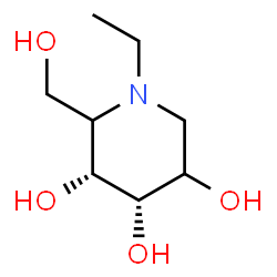 ChemSpider 2D Image | (3R,4S)-1-Ethyl-2-(hydroxymethyl)-3,4,5-piperidinetriol | C8H17NO4