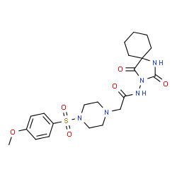 ChemSpider 2D Image | N-(2,4-Dioxo-1,3-diazaspiro[4.5]dec-3-yl)-2-{4-[(4-methoxyphenyl)sulfonyl]-1-piperazinyl}acetamide | C21H29N5O6S