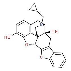ChemSpider 2D Image | (1S,2S,13R,21R)-22-(Cyclopropylmethyl)-11,14-dioxa-22-azaheptacyclo[13.9.1.0~1,13~.0~2,21~.0~4,12~.0~5,10~.0~19,25~]pentacosa-4(12),5,7,9,15(25),16,18-heptaene-2,16-diol | C26H25NO4