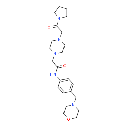 ChemSpider 2D Image | N-[4-(4-Morpholinylmethyl)phenyl]-2-{4-[2-oxo-2-(1-pyrrolidinyl)ethyl]-1-piperazinyl}acetamide | C23H35N5O3