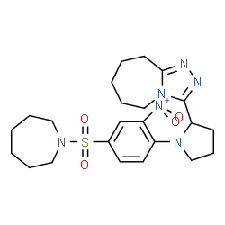 ChemSpider 2D Image | 3-{1-[4-(1-Azepanylsulfonyl)-2-nitrophenyl]-2-pyrrolidinyl}-6,7,8,9-tetrahydro-5H-[1,2,4]triazolo[4,3-a]azepine | C23H32N6O4S
