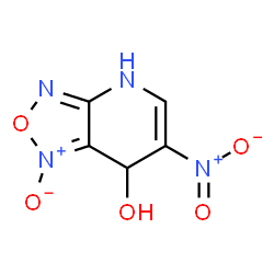 ChemSpider 2D Image | 6-Nitro-4,7-dihydro[1,2,5]oxadiazolo[3,4-b]pyridin-7-ol 1-oxide | C5H4N4O5