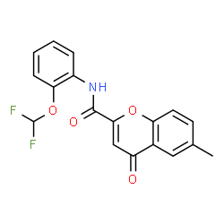 ChemSpider 2D Image | N-[2-(Difluoromethoxy)phenyl]-6-methyl-4-oxo-4H-chromene-2-carboxamide | C18H13F2NO4