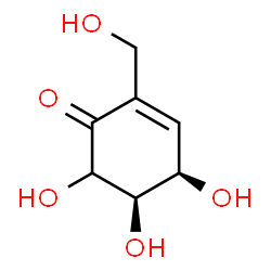 ChemSpider 2D Image | (4R,5R)-4,5,6-Trihydroxy-2-(hydroxymethyl)-2-cyclohexen-1-one | C7H10O5