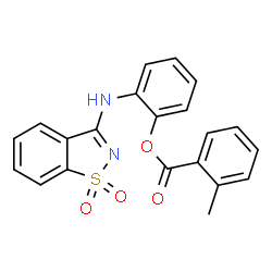 ChemSpider 2D Image | 2-[(1,1-Dioxido-1,2-benzothiazol-3-yl)amino]phenyl 2-methylbenzoate | C21H16N2O4S
