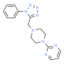ChemSpider 2D Image | 2-{4-[(1-Phenyl-1H-tetrazol-5-yl)methyl]-1-piperazinyl}pyrimidine | C16H18N8