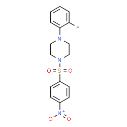 ChemSpider 2D Image | 1-(2-Fluorophenyl)-4-[(4-nitrophenyl)sulfonyl]piperazine | C16H16FN3O4S