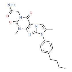 ChemSpider 2D Image | 2-[8-(4-Butylphenyl)-1,7-dimethyl-2,4-dioxo-1,2,4,8-tetrahydro-3H-imidazo[2,1-f]purin-3-yl]acetamide | C21H24N6O3