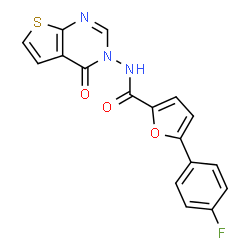 ChemSpider 2D Image | 5-(4-Fluorophenyl)-N-(4-oxothieno[2,3-d]pyrimidin-3(4H)-yl)-2-furamide | C17H10FN3O3S