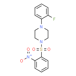 ChemSpider 2D Image | 1-(2-Fluorophenyl)-4-[(2-nitrophenyl)sulfonyl]piperazine | C16H16FN3O4S