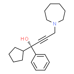 ChemSpider 2D Image | (1S)-4-(1-Azepanyl)-1-cyclopentyl-1-phenyl-2-butyn-1-ol | C21H29NO