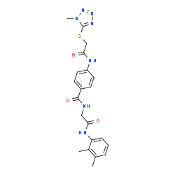 ChemSpider 2D Image | N-{2-[(2,3-Dimethylphenyl)amino]-2-oxoethyl}-4-({[(1-methyl-1H-tetrazol-5-yl)sulfanyl]acetyl}amino)benzamide | C21H23N7O3S