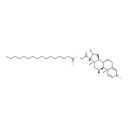 ChemSpider 2D Image | (9beta,10alpha,11beta,13alpha,16alpha,17alpha)-9-Fluoro-11,17-dihydroxy-16-methyl-3,20-dioxopregna-1,4-dien-21-yl palmitate | C38H59FO6